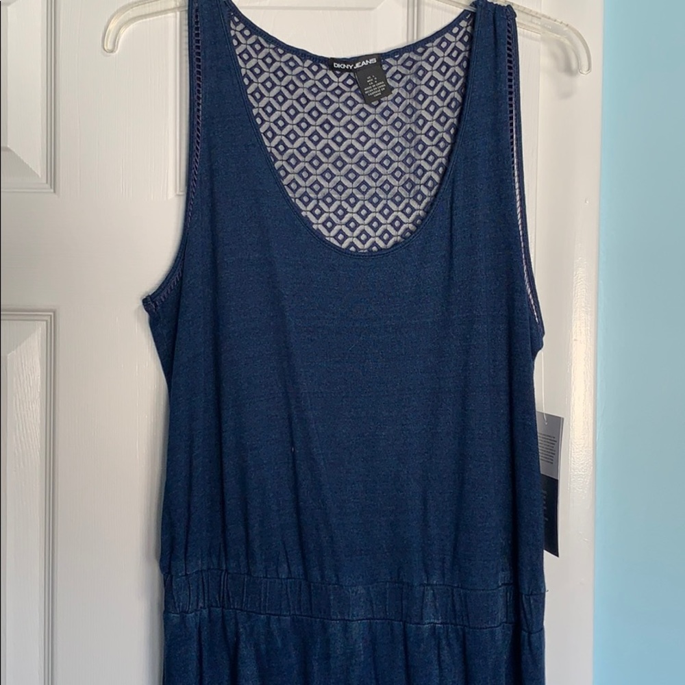 DKNY sleeveless indigo maxi dress